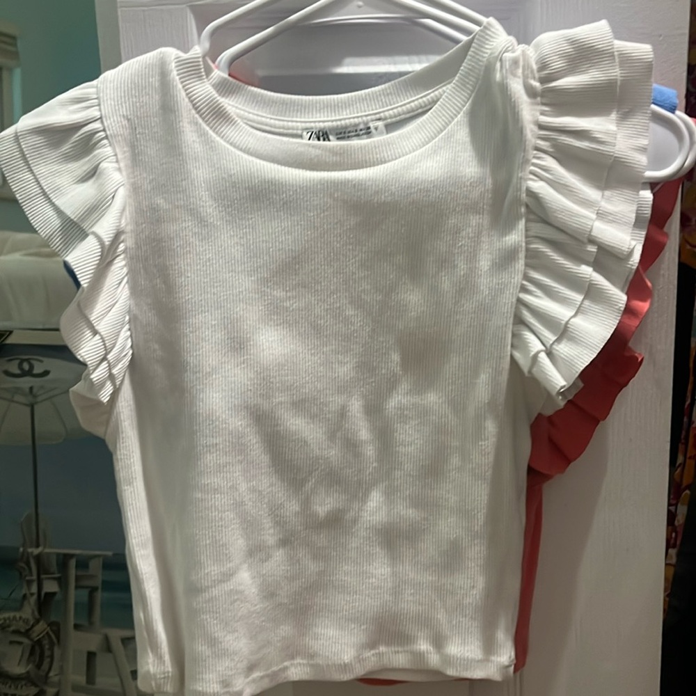 White Ruffled Zara top